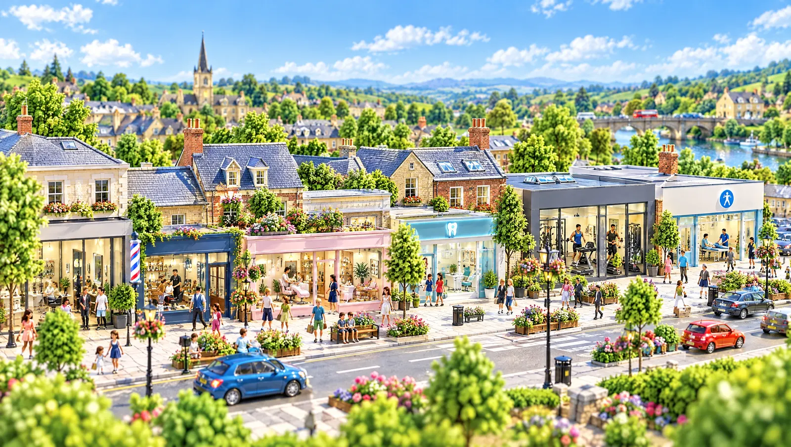 Julio’s toy town: a high street of salons, a barber’s and a clinic